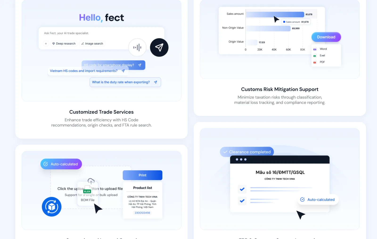 Corporate pages with real UI inside