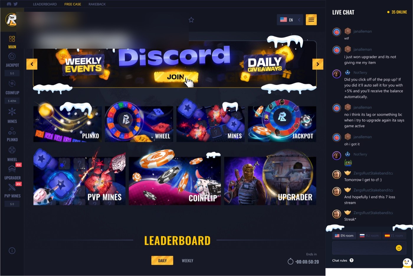 Crypto case-opening & rewards site
